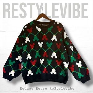 DISNEY HER UNIVERSE Women’s Size 1X 1 Sweater Crew Mickey Mouse Christmas Lights